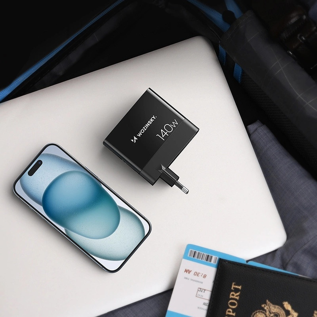 Ładowarka sieciowa Wozinsky CGWCB 140 W GaN 3 x USB-C + 2 x USB-A Black (6976625332809) - obraz 12
