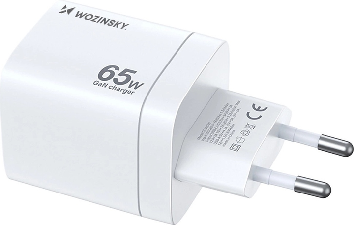 Ładowarka sieciowa Wozinsky CGWCW 65 W GaN 2 x USB-C + USB-A White (5907769308543) - obraz 3