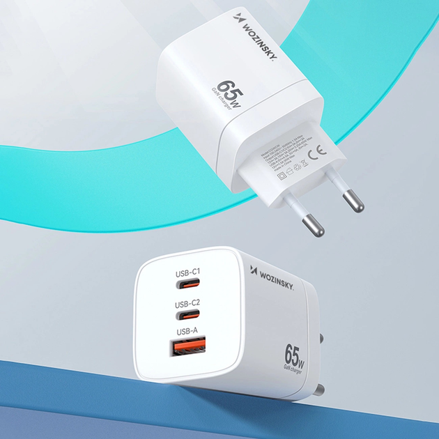 Ładowarka sieciowa Wozinsky CGWCW 65 W GaN 2 x USB-C + USB-A White (5907769308543) - obraz 7
