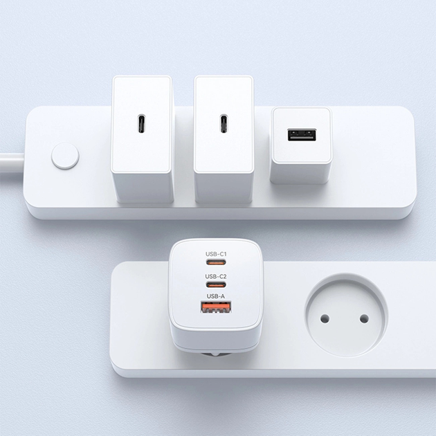 Ładowarka sieciowa Wozinsky CGWCW 65 W GaN 2 x USB-C + USB-A White (5907769308543) - obraz 9