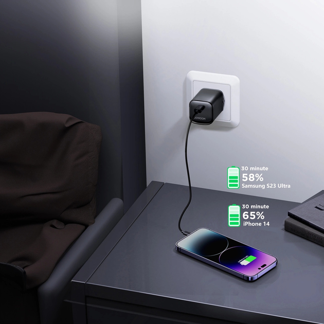 Ładowarka sieciowa JOYROOM JR-TCF07EU Speed Series 30 W USB-C PD/QC/AFC/FCP Black (6956116766283) - obraz 9