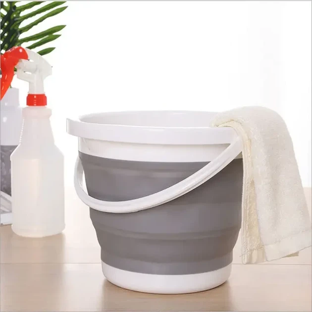 Складне туристичне силіконове відро Silicon bucket 10 л Сіре - Фото 2 Складне туристичне силіконове відро Silicon bucket 10 л Сіре - зображення 2