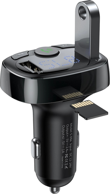 Transmiter FM Baseus S-09A Overseas Edition Black (CCMT000001) - obraz 6
