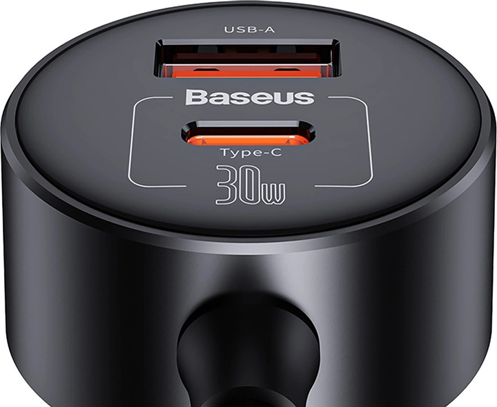 Adapter samochodowy Baseus High Efficiency Pro USB-A USB-C 30 W 2x gniazdo zapalniczki Black (6932172632243) - obraz 4