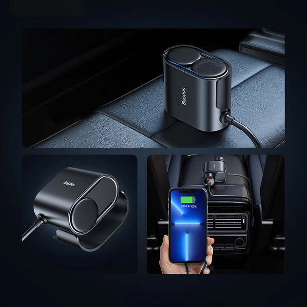 Adapter samochodowy Baseus High Efficiency Pro USB-A USB-C 30 W 2x gniazdo zapalniczki Black (6932172632243) - obraz 12