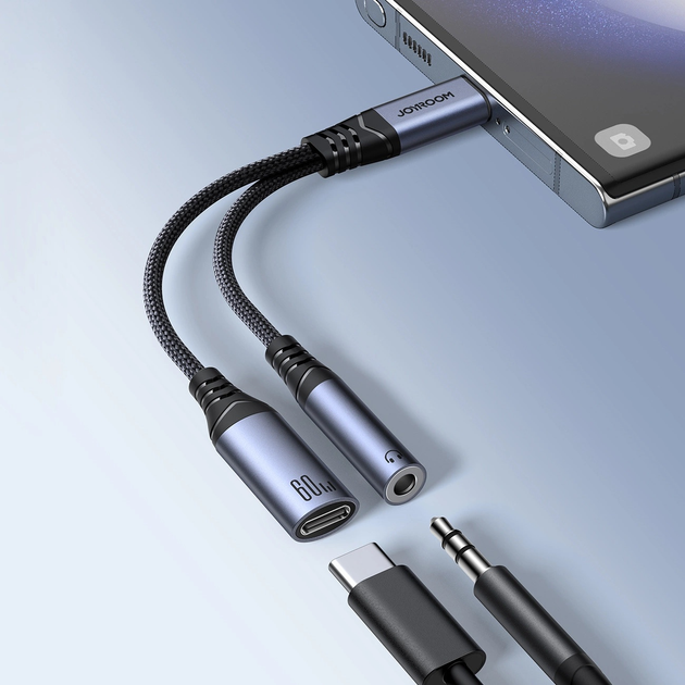 Adapter DAC JOYROOM SY-C02 USB-C - 3.5 mm Mini-Jack/USB-C Black (6956116773861) - obraz 7