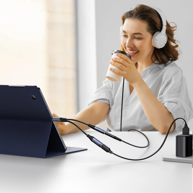 Adapter DAC JOYROOM SY-C02 USB-C - 3.5 mm Mini-Jack/USB-C Black (6956116773861) - obraz 9