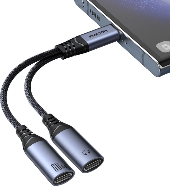 Адаптер DAC JOYROOM SY-C03 USB-C - 2 x USB-C Black (6956116764821) - зображення 5