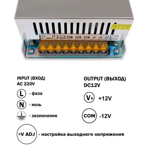 Блок живлення 800W-IP20 TR-800-12 66.7A 12V OEM - изображение 3