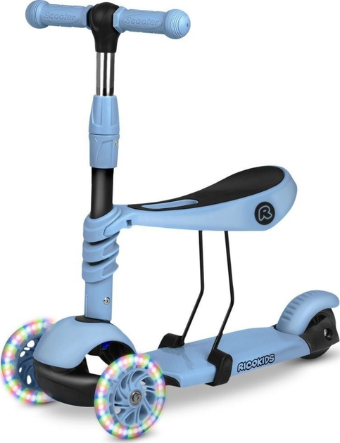 Hulajnoga dziecięca RICOKIDS Todi trójkołowa Niebiesko - szara (5903890611675) - obraz 10