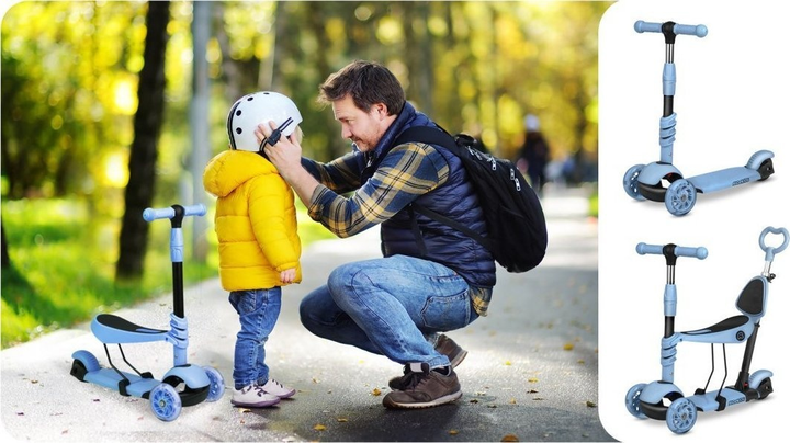 Hulajnoga dziecięca RICOKIDS Todi trójkołowa Niebiesko - szara (5903890611675) - obraz 17