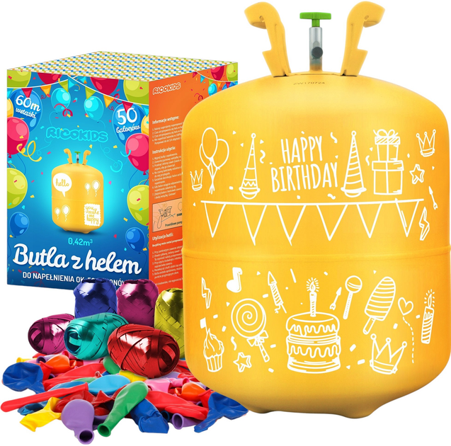 Гелієвий балон Ricokids 0.42 м³ з кульками та стрічкою (5908220477273) - зображення 1