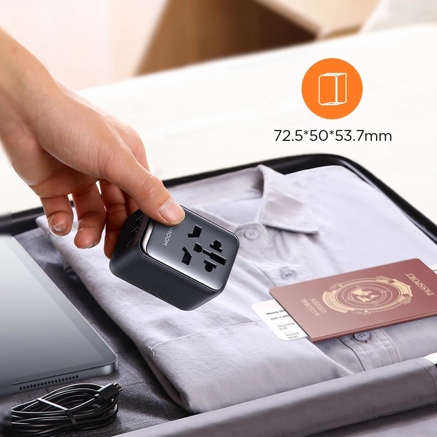 Мережевий зарядний пристрій JOYROOM JR-TCW01 3 x USB-A + USB-C 17 Вт US/EU/UK/AU/JP/CN Black (6956116701963) - зображення 12