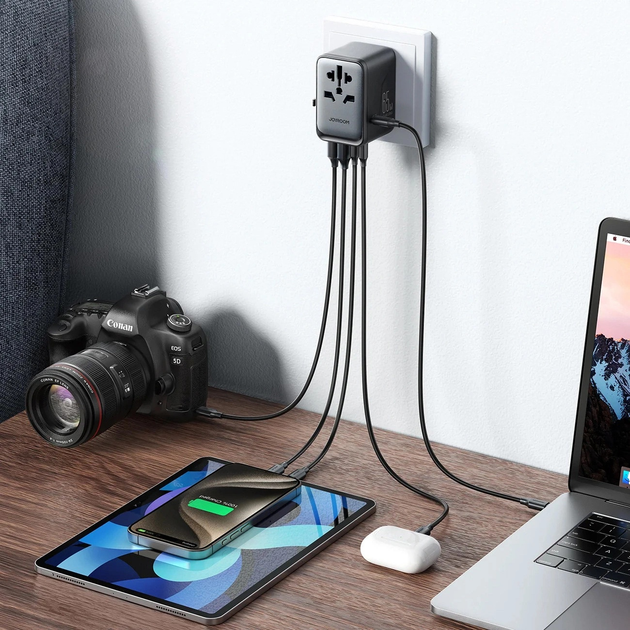 Ładowarka sieciowa podróżna JOYROOM JR-TCW02 2 x USB-A + 3 x USB-C 65 W US/EU/UK/AU/JP/CN Black (6956116701970) - obraz 7