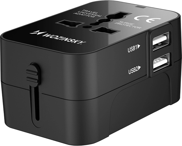 Мережевий зарядний пристрій Wozinsky WUTWC 2 x USB-A 24 Вт US/EU/UK/AU Black (5907769308512) - зображення 3
