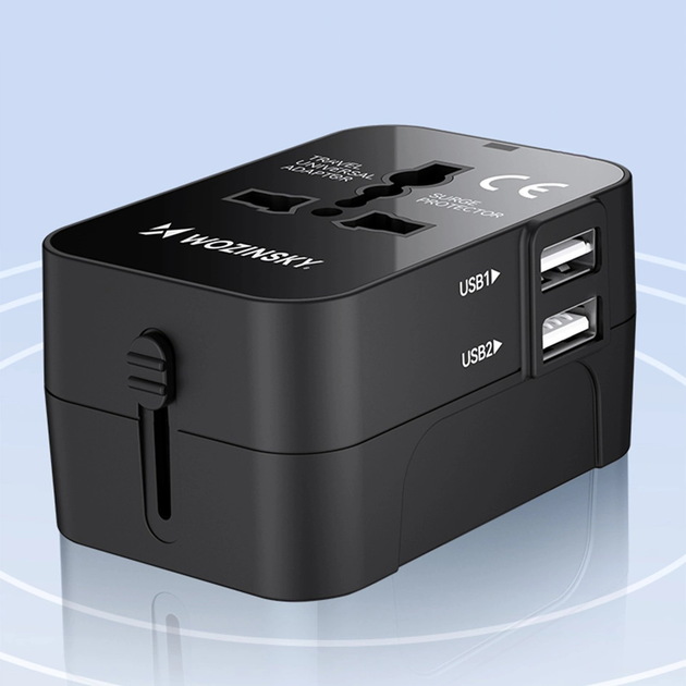 Мережевий зарядний пристрій Wozinsky WUTWC 2 x USB-A 24 Вт US/EU/UK/AU Black (5907769308512) - зображення 13