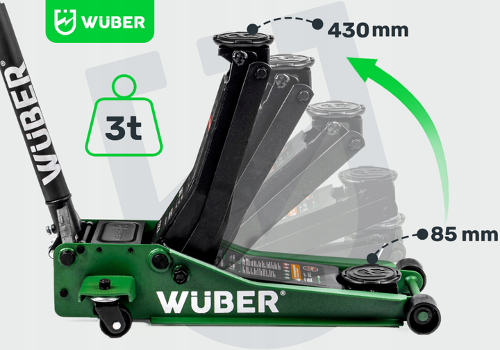 Гідравлічний домкрат Wuber 3т: Підкатний, низькопрофільний, 85-430 мм - зображення 5