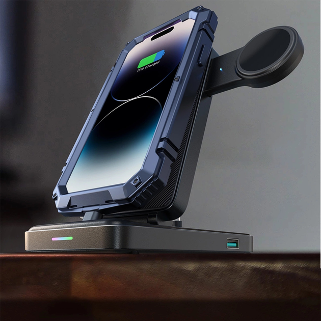 Stacja ładująca JOYROOM JR-WQS02 iPhone AirPods Apple Watch 4 in 1 Black (6956116772833) - obraz 8