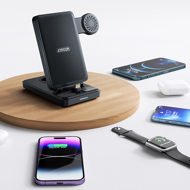 Stacja ładująca JOYROOM JR-WQS02 iPhone AirPods Apple Watch 4 in 1 Black (6956116772833) - obraz 16