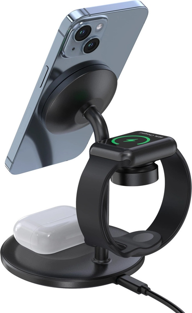 Stacja ładująca indukcyjna CHOETECH 3 in 1 T585-F do iPhone / AirPods Pro / Apple Watch Black (6932112104458) - obraz 5