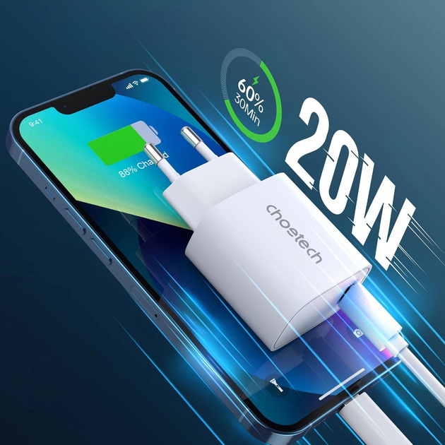 Набір мережевих зарядних пристроїв CHOETECH Q5004 PD 20W USB-C 2 шт. (6932112103017) - зображення 4