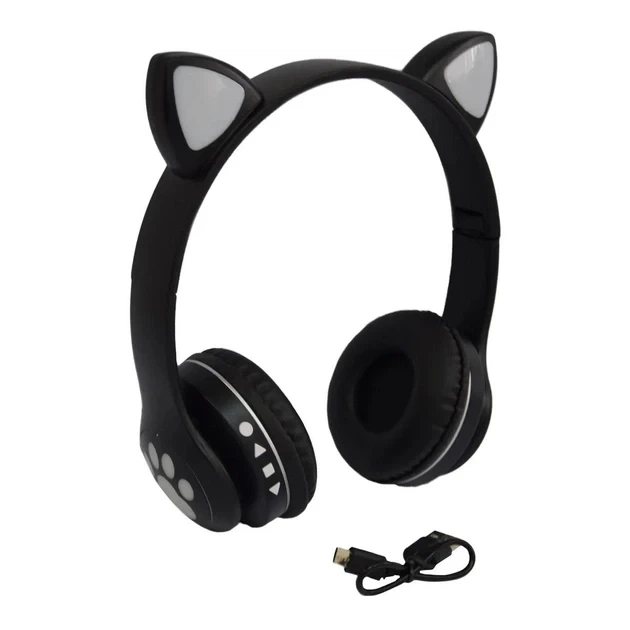 Беспроводные детские Bluetooth наушники с кошачьими ушками и цветной подсветкой Cat VZV-23M Черные - Фото 10 Беспроводные детские Bluetooth наушники с кошачьими ушками и цветной подсветкой Cat VZV-23M Черные - изображение 10