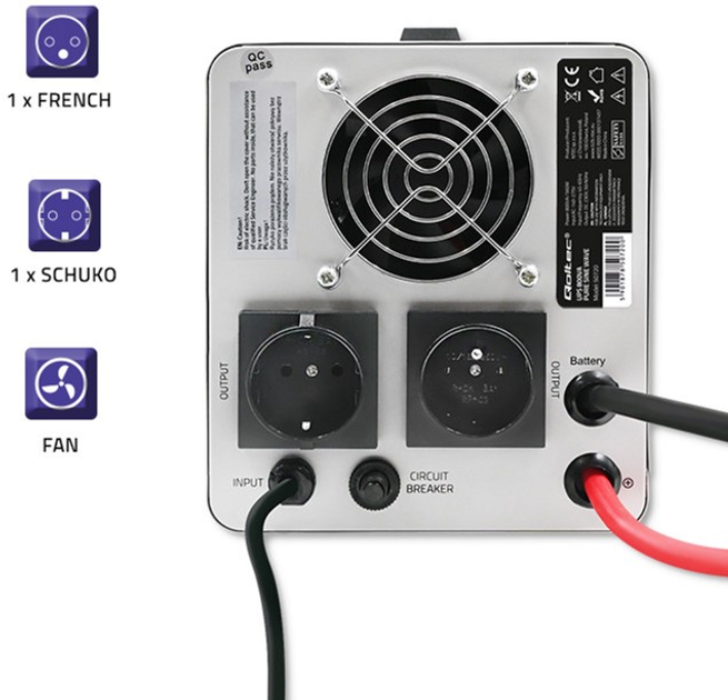 UPS Qoltec Pure Sine Wave 800VA/560W (5901878507200) (955555903029799) - Outlet - obraz 6