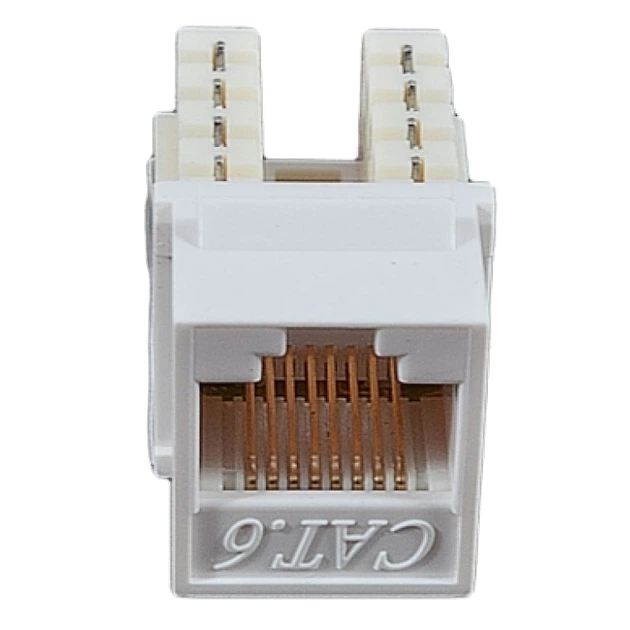 Модуль KeyStone RJ45 UTP, кат. 6, 110, Slim, W – 16.6 мм, белый EPNew 6KTVM-U0WH - Фото 1 Модуль KeyStone RJ45 UTP, кат. 6, 110, Slim, W – 16.6 мм, белый EPNew 6KTVM-U0WH - изображение 1
