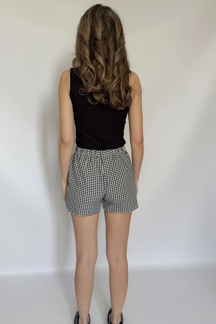 Летние шорты женские в клетку Rebel Shorts S-M Apmi черный - изображение 7