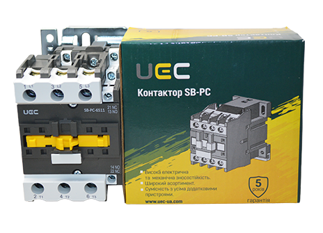 Контактор SB-PC-065 65А 110В/АС3 1з+1р (НВ+НЗ) UEC (PC4-SB-065-110-11) - зображення 2