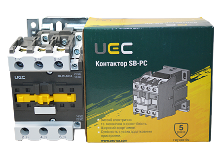 Контактор SB-PC-065 65А 220В/АС3 1з+1р (НВ+НЗ) UEC (PC4-SB-065-220-11) - зображення 2