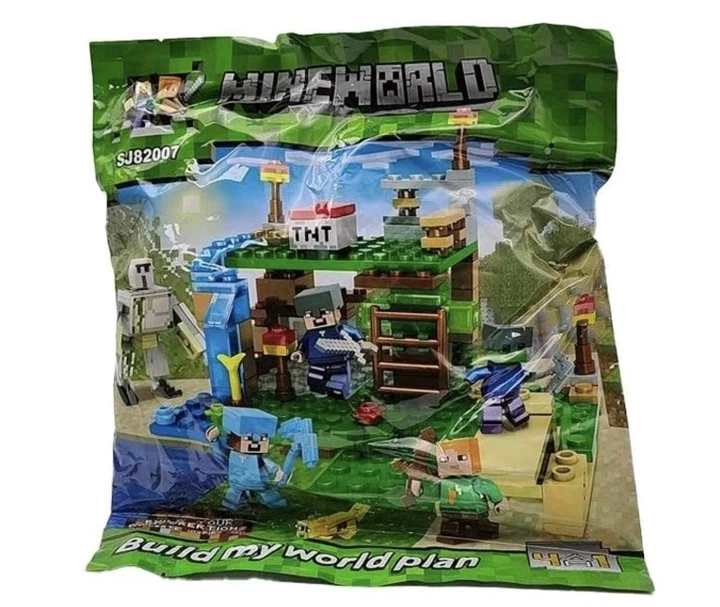 Конструктор Майнкрафт 231 деталей+персонажі, дитячий набір Minecraft My World Mineworld Битва біля водопада SJ82007 - Фото 2 Конструктор Майнкрафт 231 деталей+персонажі, дитячий набір Minecraft My World Mineworld Битва біля водопада SJ82007 - зображення 2
