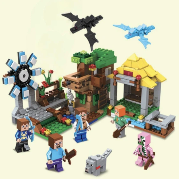 Конструктор Майнкрафт 393 деталей+персонажи, детский набор Minecraft My World Mineworld Станция SJ8803 - Фото 4 Конструктор Майнкрафт 393 деталей+персонажи, детский набор Minecraft My World Mineworld Станция SJ8803 - изображение 4