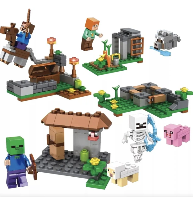 Конструктор Майнкрафт 233 деталей+персонажи, детский набор Minecraft My World Mineworld Лесной тайник SJ82004 - изображение 5