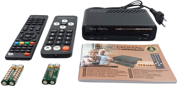 Tuner cyfrowy New Digital T2 365 HD Senior 2in1 DVB-T2 HEVC Black (4779049800129) - obraz 3