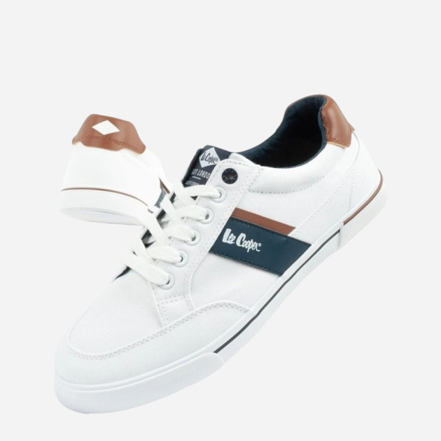 Tenisówki męskie materiałowe do kostki Lee Cooper LCW-25-02-3244M 42 28 cm Białe - obraz 4
