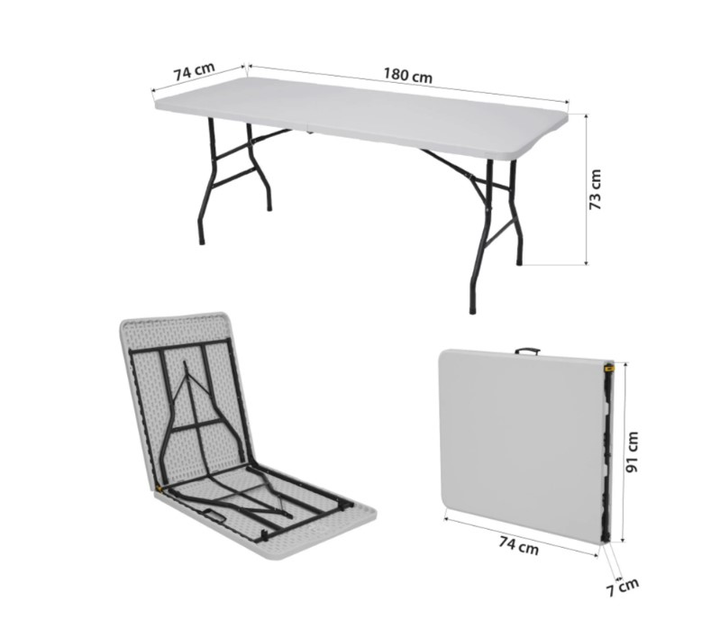 Stół Nils Camp składany ogrodowy w walizce NC1618 180 cm Biały (5908261681752) - obraz 6