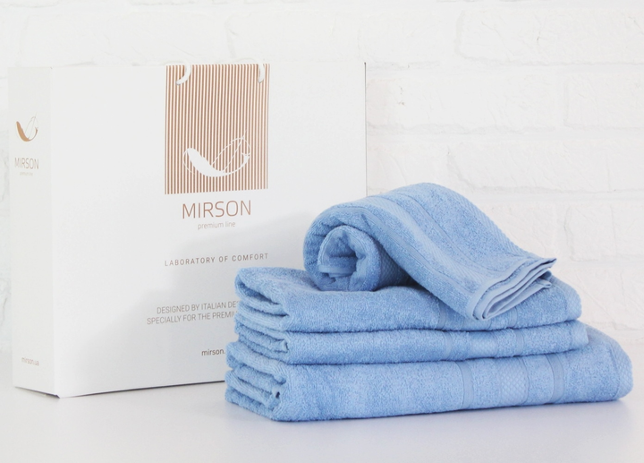 Набір лазневих рушників MirSon №5072 Elite SoftNess Cornflower 40х70, 50х90, 70х140, 100х150 від Rozetka на платформі USKIDKA Акція на Набір лазневих рушників MirSon №5072 Elite SoftNess Cornflower 40х70, 50х90, 70х140, 100х150 від Rozetka