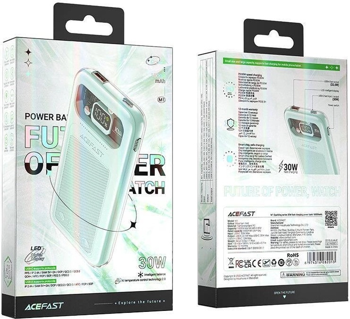 Powerbank Acefast M1 10000 mAh Sparkling Series Fast Charging 30W Green (6974316282013) - obraz 3