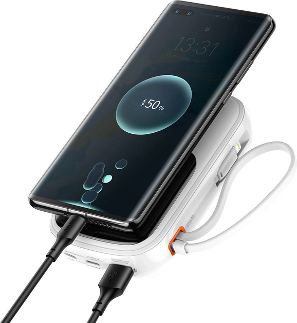 Powerbank Baseus Power Bank Qpow Digital Display USB-C 10000 mAh 22.5 W White (PPQD060102) - obraz 7