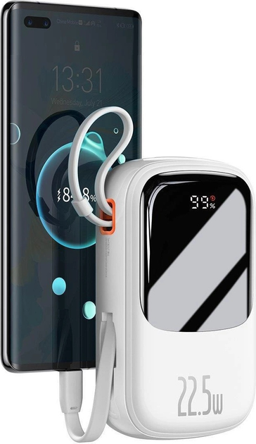 Powerbank Baseus Power Bank Qpow Digital Display USB-C 20000 mAh 22.5 W White (PPQD060302) - obraz 5