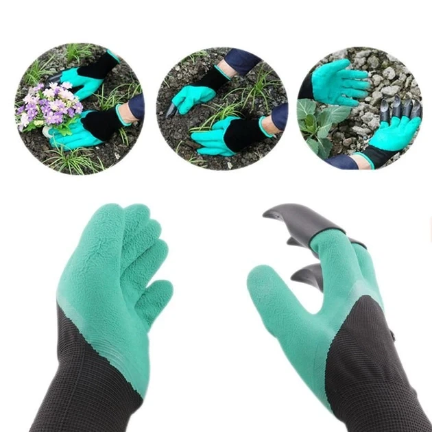 Садові рукавички з пазурами Garden Genie Gloves, Чорні із зеленим - Фото 12 Садові рукавички з пазурами Garden Genie Gloves, Чорні із зеленим - зображення 12