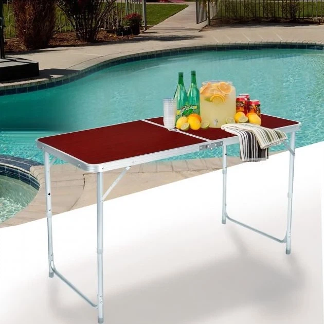 Складаний стіл з 4 стільчиками для пікніка Folding Table в валізі складаний Коричневий - зображення 14