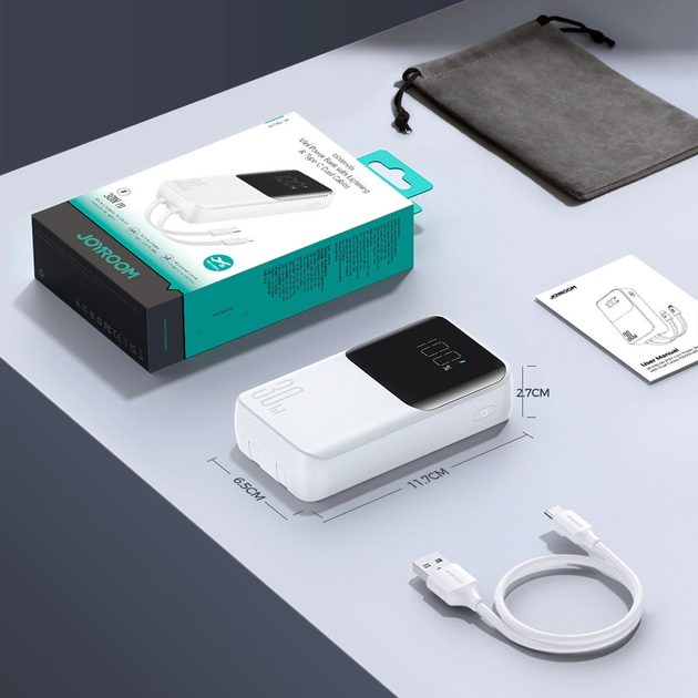 Powerbank JOYROOM JR-PBC06 10000 mAh USB-C/Lightning 30 W White (6956116776466) - obraz 9