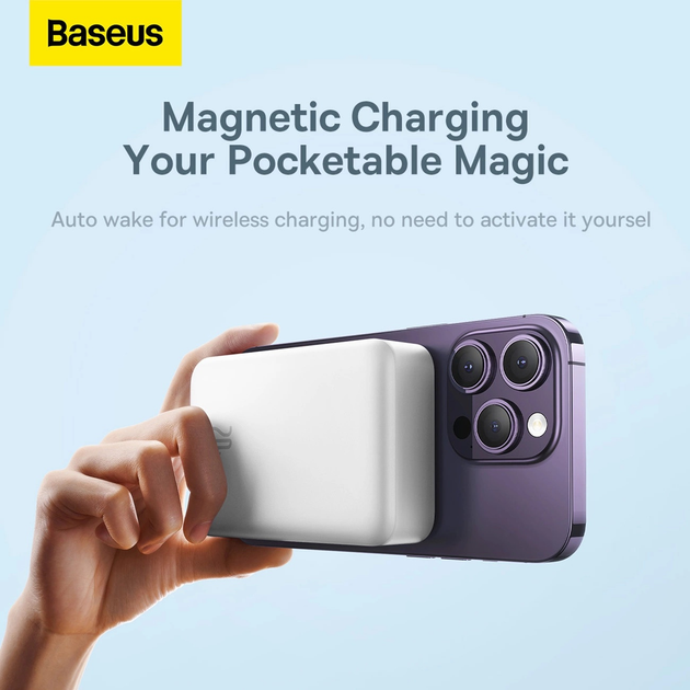 Powerbank Baseus Magnetic Mini MagSafe 20000 mAh 20 W White (PPCX150002) - obraz 11