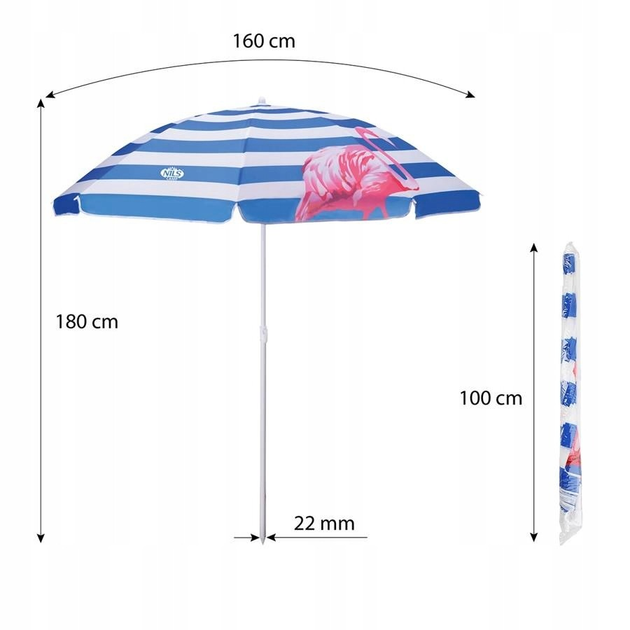 Parasol plażowy Nils Flaming 180 cm NC7811 (5907695506839) - obraz 10