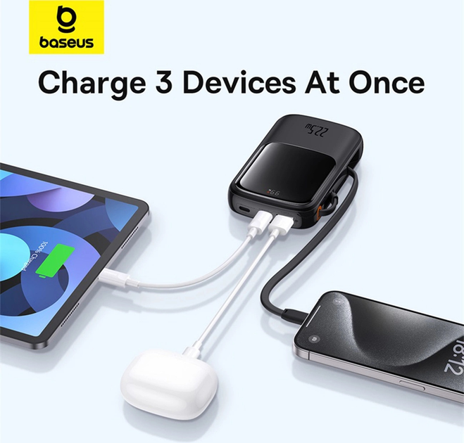 Powerbank Baseus Power Bank Qpow Pro+ USB-C 20000 mAh 22.5 W Black (P10067103113-00) - obraz 10