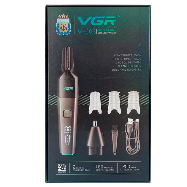 Триммер аккумуляторный для носа ушей и окантовки VGR V-603, водонепроницаемый - изображение 7