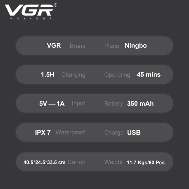 Электробритва роторная VGR V-345 GREY, водонепроницаемая - изображение 3