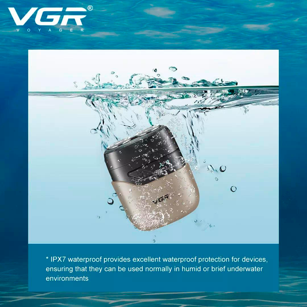 Электробритва роторная VGR V-345 GREY, водонепроницаемая - изображение 7